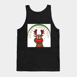 Merry deer red christmas Tank Top